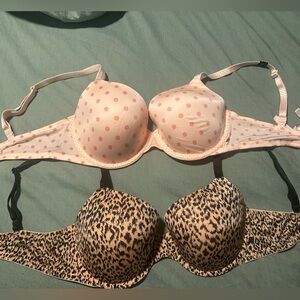 Victoria's Secret Pink Polka Dot and Leopard Print Bras
